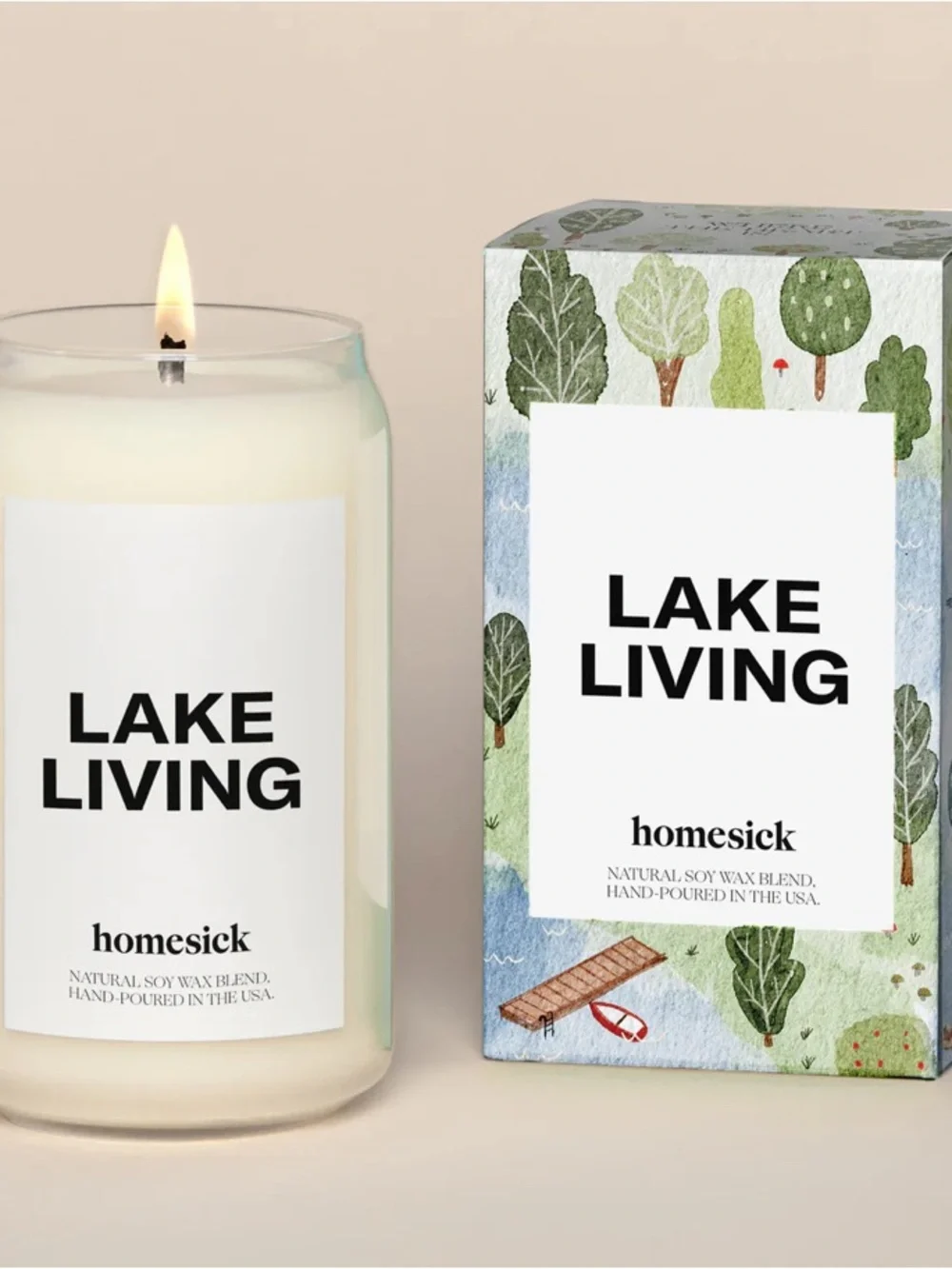 Homesick Candles “Lake Living” Scented Candle Fresh and Delicious NEW in Box